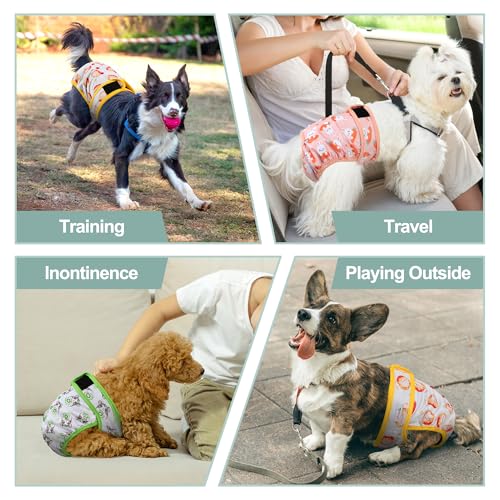 Image of Female Dog Diapers - Premium Reusable Diapers for Doggie in Heat - Highly Absorbent for Pet Incontinence with Adjustable Snaps Rabbit, XL