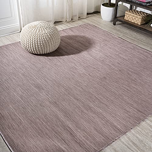 JONATHAN Y TSN100F-6SQ Ethan Modern Flatweave Solid Indoor/Outdoor Area-Rug, Casual, Contemporary, Coastal Easy-Cleaning,Bedroom,Kitchen,Backyard,Patio,Non Shedding, Pink, 6' Square