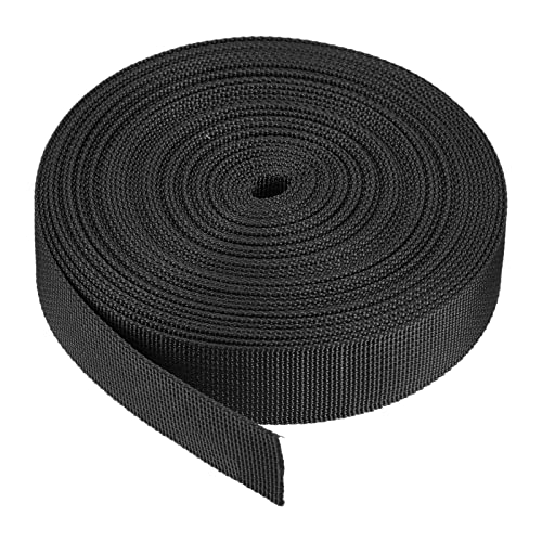 Image of MECCANIXITY Flat Nylon Webbing Strap 1 Inch 10 Yards Black for Backpack, Luggage-rack