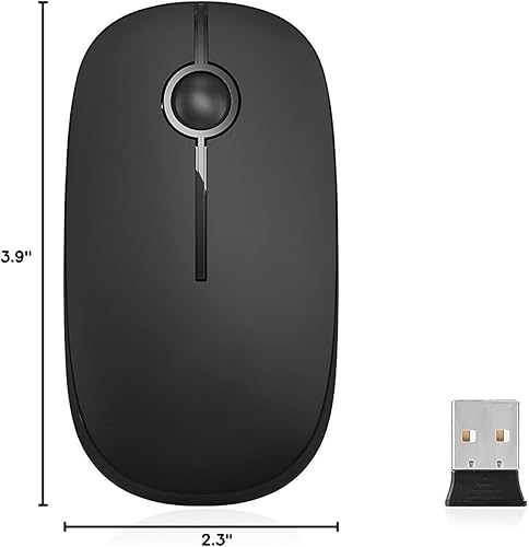 Miniatura 10 de VssoPlor - Mouse inalámbrico 2.4 G, delgado y portátil con nanorreceptor, para PC, laptop, computadora, negro