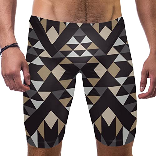 Bañador natación hombre de pierna cuadrada slip geométrico multicolor talla L para piscina
