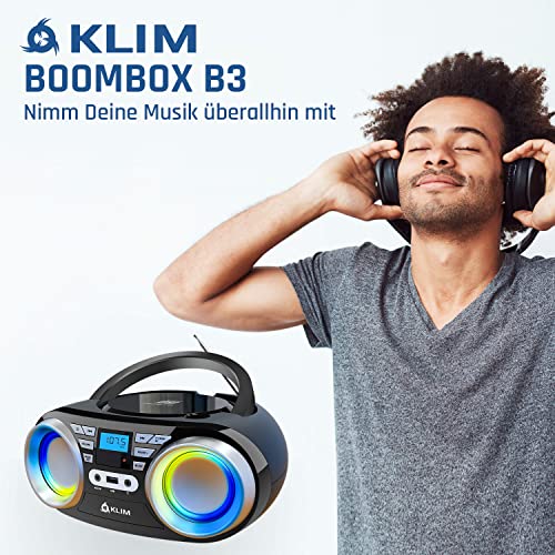 KLIM B3 Tragbarer CD Player - NEU 2023 - FM Radio, CD, MP3, Bluetooth, AUX, USB, RGB LED - CD Boombox - Kabel… - Image 6