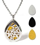 #1 Top Rated Aromatherapy Essential Oil Diffuser Necklace Jewelry - Hypoallergenic Surgical Stainless Steel Locket Pendant with 24 Inch Chain Including 3 Reusable Washable Pads