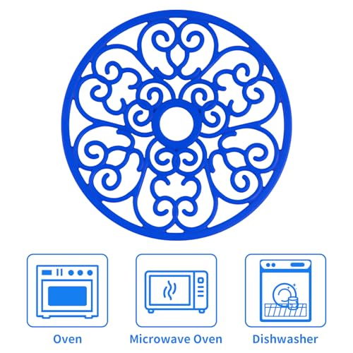 Image of CHEFBEE 3PCS Heat Resistant Silicone Trivet Mats for Hot Dishes, Blue | Flexible, Non-Slip, Modern Kitchen Trivets Protects Table & Countertop, For Teapots Pans Bowls, Daily Kitchen Use