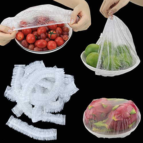 Nanaborn Fresh Keeping Bags 200pcs with Elastic Disposable Shrinkable Food Storage Covers for Kitchen Bowl/Plates