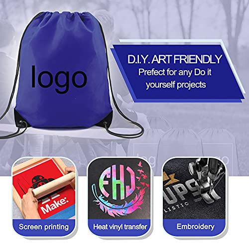 Image of BeeGreen 20 Pieces Royal Blue Drawstring Backpack Bags Bulk Large Personalized Christmas String Bag Perfect for DIY Gym Cinch Sack Solid for Women and Men