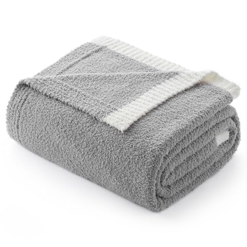 Couverture lit réversible grise en microfibre douillette chaude - 4