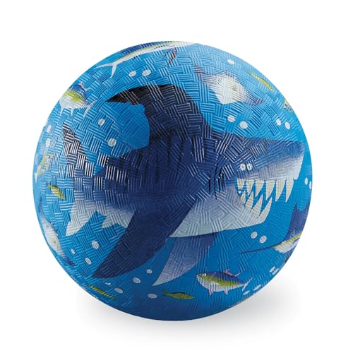Crocodile Creek Playground Ball - Durable Rubber Ball for Kids Ages 3 and Up - Bouncy Inflatable Ball for Kickball Indoor Games and Outdoor Sports - PVC-Free - Shark Reef - 7-inch Diameter