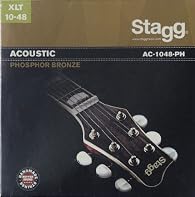 Set of phosphor bronze wound acoustic guitar strings Extra light gauge .010-.048 10-14-23-30-38-48 A great replacement string set