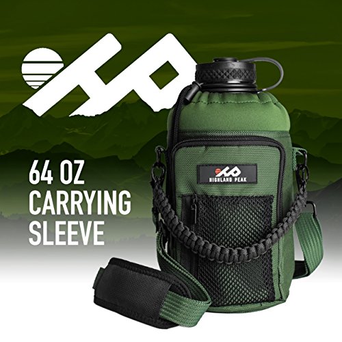 Highland Peak 64 oz Sleeve/Carrier with Paracord Survival Handle The Ultimate Protective Bottle