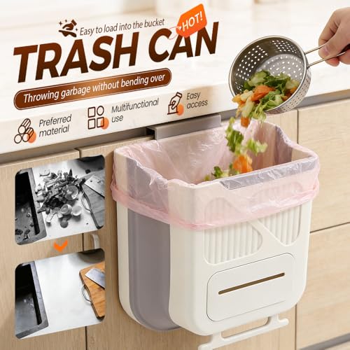 Caneca de basura plegable para cocina, 7L, compacta y colgante miniatura 2