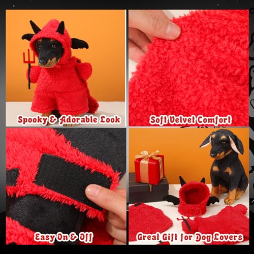 Disfraz para perro Halloween Sudadera Diablo terciopelo miniatura 5