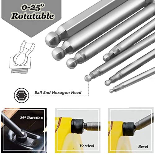 7Pcs 1/4" Hex Head Ball End Screwdriver Bits Drill Set 65Mm Magnetic Ball Head Hex Head Screwdriver Bits Set Electric Drills Air Tools Magnetic Screw Driver Hand Tool 2/2.5/3/4/5/6/8Mm Muye #TOP3