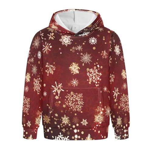 Kids Hoodies Sweaters Christmas Xmas Snowflake Hooded Sweatshirts with Big Pockets for Boys Girls B0400378