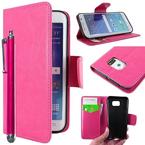 ebestStar - Cover Compatibile con Samsung S6 Edge + Galaxy SM-G928F Edge Plus Custodia Portafoglio Pelle PU Protezione Libro Flip + Penna, Rosa [Apparecchio: 154.4 x 75.8 x 6.9mm, 5.7'']