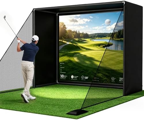 Golf Simulator Enclosure 10x8 ft with Upgraded Triple-Layer Impac...