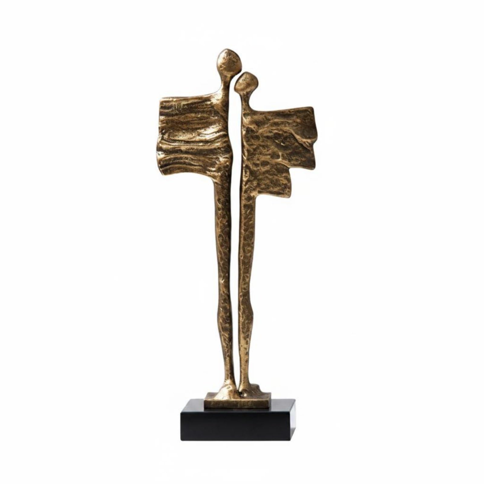 Scultura Amanti Intrecciati Statua Coppia Figura Soprammobile Moderno in Resina con Basamento in Marmo Linee Minimaliste Adatta per Soggiorno Ufficio Scrivania Libreria Regalo Nozze, Oro