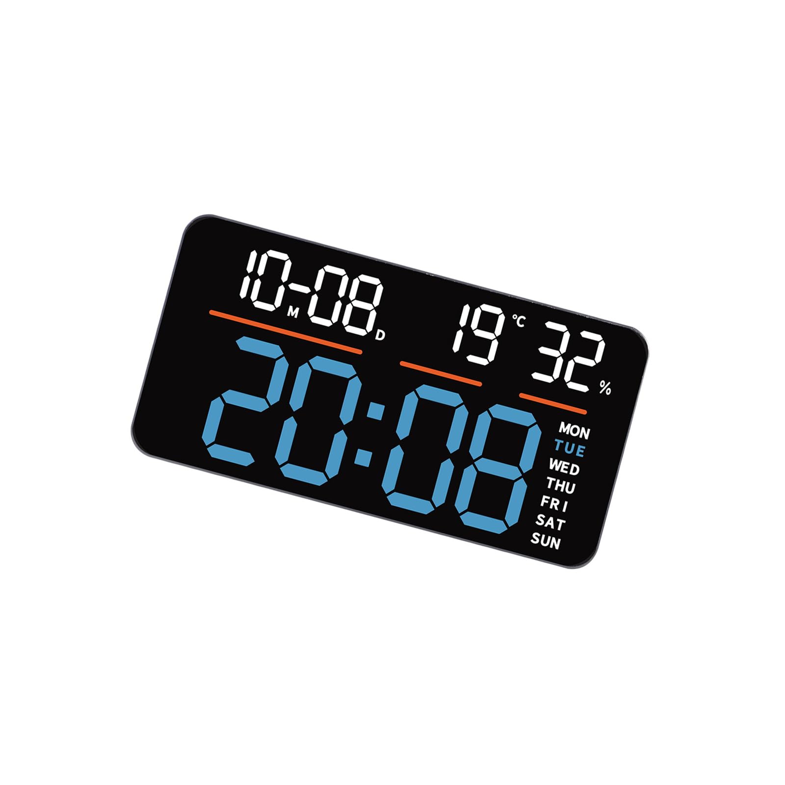 Qusinfc Modern Wall Clock with Temperature Date, 2 Alarms, Countdown Timer & Remote Control for Bedroom Decor Modern LED Digital Wall Clock