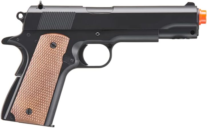 Full Steel World War 1911-A1 Spring Powered Metal Steel Airsoft Pistol (Color: Black/Faux Wood)