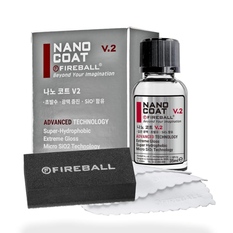 Fireball NANO COAT V2 Auto Keramikversiegelung Premium Lackpflege Set - High End Auto Lackversiegelung + 1x Fireball Pirouette Detailer + IPA Lackentfetter + 10 Premium Poliertücher