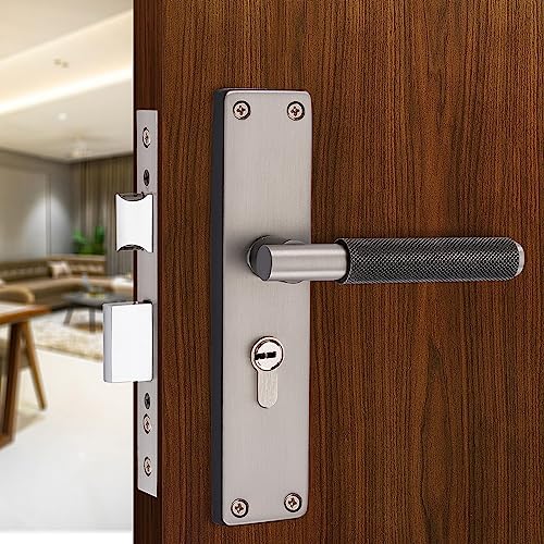 Image of Atom 8 Inch Heavy Duty Mortise Door Lock with Both Sided Key for Bedroom, Living Room, Main Door, Black-Silver Finish | 3 Keys | Lockset for House Hotel Office (MIA-D-CYBSK)