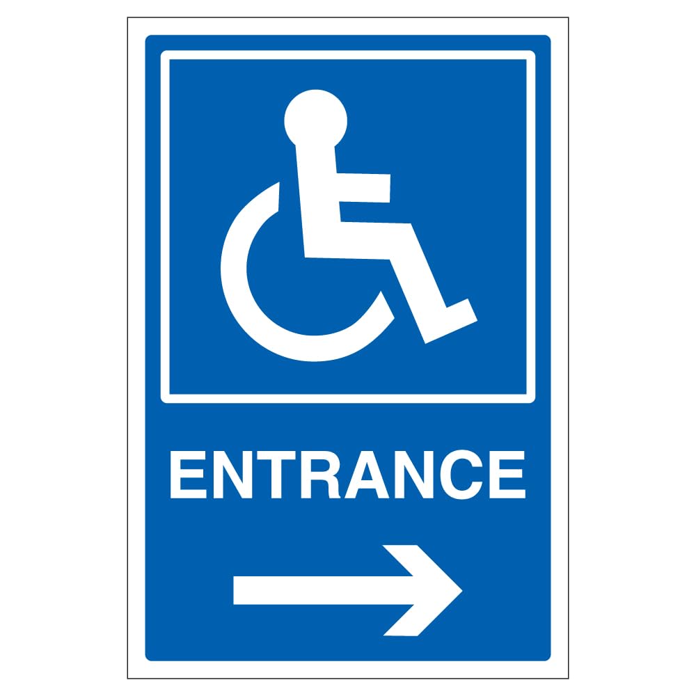 V Safety Disabled Entrance Arrow Right - Super-Tough Rigid Plastic 200 x 300 mm - 2mm Super-Tough Rigid Plastic Safety Sign