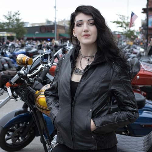 Image of Milwaukee Leather Women's Premium Leather Motorcycle Riding Jacket With Removable Hoodie Liner