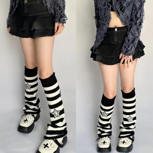 Image of XEPST Leg Warmers Harajuku Leg Warmers Kawaii Leg Warmers for Women Girls, Striped Style