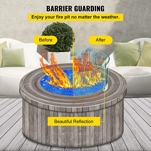Vevor Wind 17 X 17 X 6 Inch, Round Shield, 1/4-Inch Thick Fire Table, Clear Tempered Glass Flame, Steady Feet Tree Pit Guard For Propane, Gas, Outdoor #TOP3