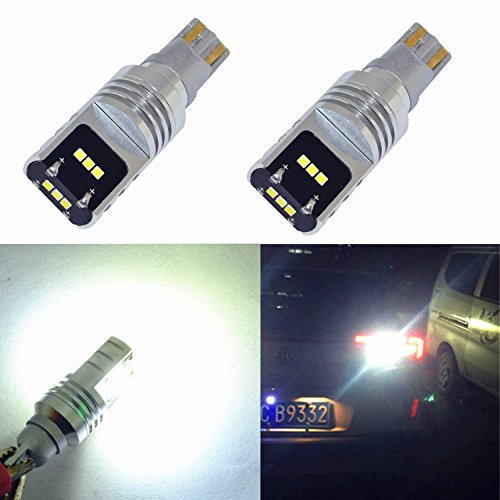 Alla Lighting 2200 Lumens Extremely Super Bright LED 912 921 Bulb Back Up Light 6000K Xenon White High Power T15 912 921 LED Bulbs CSP SMD W16W 921 LED Back-Up Reverse Light Lamp (Set of 2)