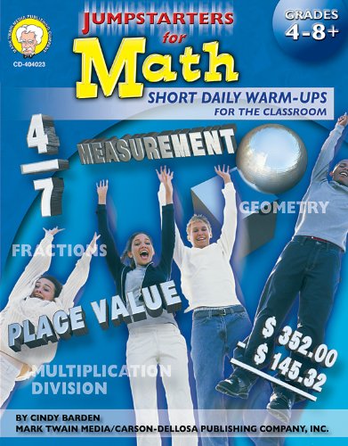 Mark Twain Jumpstarters for Math Workbook, Mathematics Warmups for Grades 4 and Up, Measurement, Place Value, Geometry, Fractions, Multiplication, Division and More, Classroom or Homeschool Curriculum