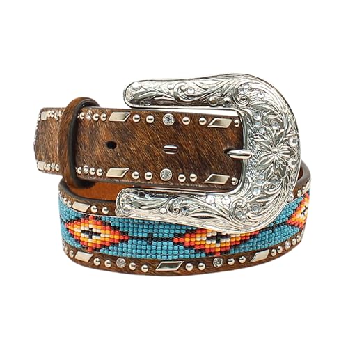ARIAT Kids' Southwest Beaded Hair-On Belt with Rhinestone Conchos