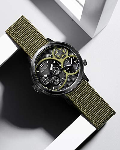 Image of BINLUN Elastic Nylon Watch Band 18mm 20mm 22mm Marine Nationale Fabric Military Parachute Replacement Watch Strap Men Women Silver & Black Buckle - Upgraded Hook-and-Loop Buckle