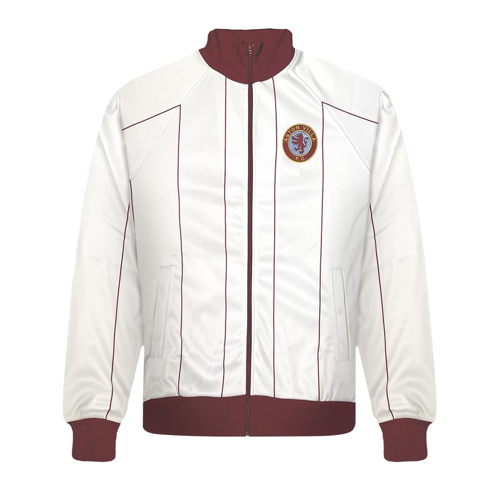 Score Draw Men's White/Claret Aston Villa 1982 European Cup Final Track Jacket Small Polyester