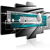 AWLXPHY Decor Abstract Wall Art Canvas Blue and Silver Grey Framed Geometric Painting 5 Pieces for...