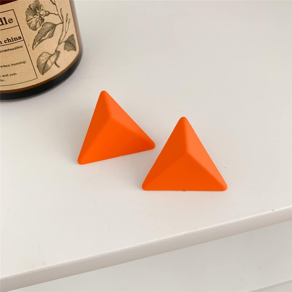 90's 80's Neon Stud Earrings for Women Round Orange Resin Retro Earrings 2 Pairs - Image 5