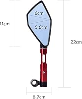 Vista 3 de General - Espejo retrovisor ajustable para motocicleta con perno roscado de 0.315 in y 0.394 in de aleación de aluminio, espejo retrovisor