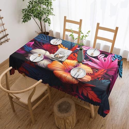 Nappe de table rectangulaire lavable imprimée tropicale anti-tache pour salle à manger - 2
