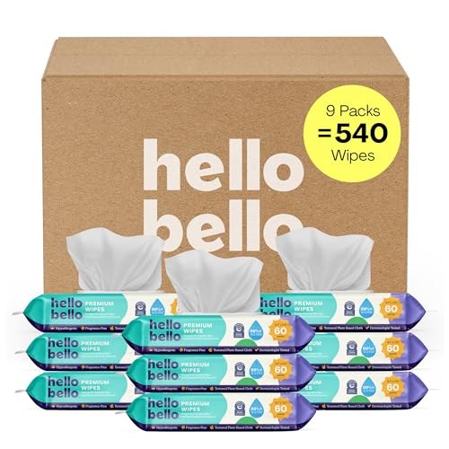 Hello Bello Baby Wipes, Fragrance-Free, 9 Resealable Packets = 540ct