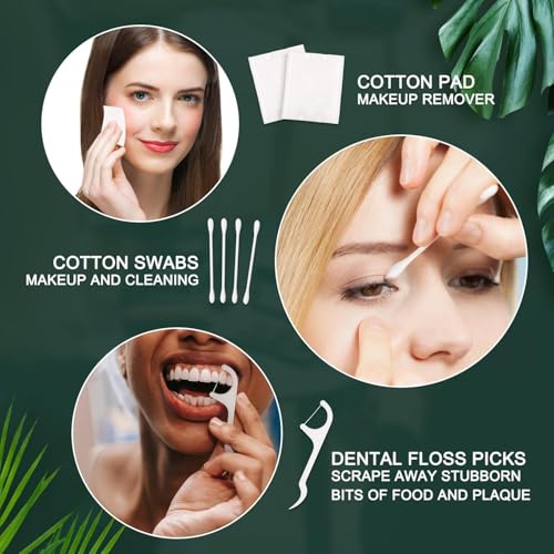 50 Pack Hotel Vanity Kit Individually Wrapped, Bulk Hotel Amenities Kit, Hospitality Set, Amenities Hotel Vanity Set Hygiene Products Include Cotton Pads, Cotton Swabs, Dental Floss Picks