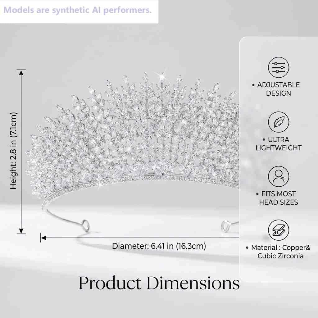 Kamirola Silver Large Wedding Cubic Zirconia Tiaras and Crowns for Women, Bride Royal Queen Headband Princess Quinceanera Headpieces for Women Bridal Birthday Prom Pageant Party (TR72)