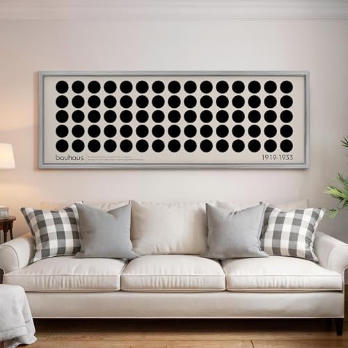 XBTYKPB Arte murale di metà secolo, stampa orizzontale lunga e stretta retrò, decorazioni per la casa con cerchi geometrici, tela panoramica larga (40x120 cm/senza cornice)