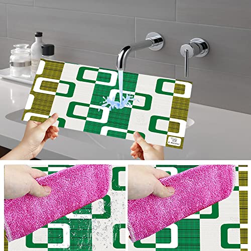 Image of Polyester 3-Layered Fridge Top Cover /Refrigerator Cover With Utility Pockets and Set of 4 Pc Fridge Mats (Color-Green, Size-39x21 Inches)