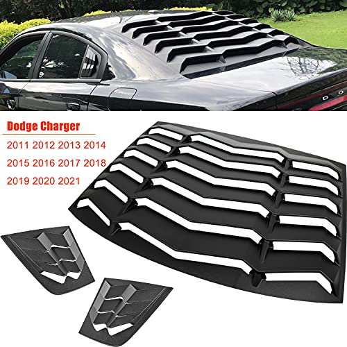 3Pcs Rear & Side Window Louvers For Dodge Charger 2011 2012 2013 2014 2015 2016 2017 2018 2019 2020 2021 Abs Sun Shade Windshield Cover Matte Black #TOP4