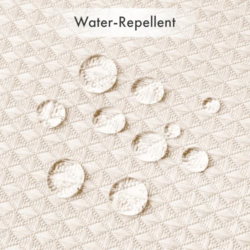 Image of AmazerBath Stall Shower Curtain Beige, Cream Shower Curtain Fabric, Hotel Quality Bathroom Curtain Waffle Textured, Heavy Duty 240GSM, 36 x 72 Inches