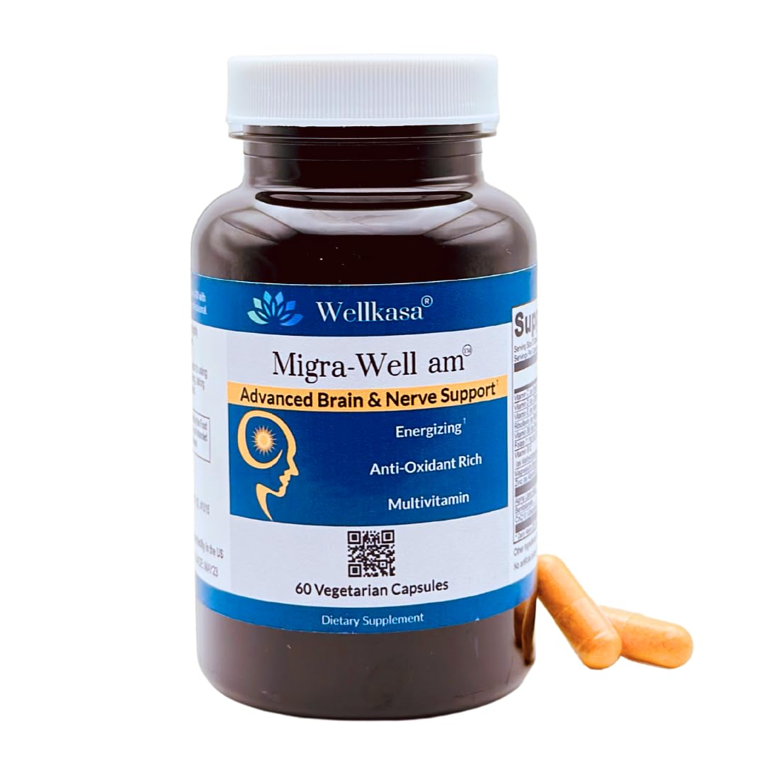 Migra-Well AM: Energizing Daily Methylated Multivitamin with Bioavailable Minerals & Antioxidants Supporting Brain & Nerve Health for Women and Men - Without Iron (60 Capsules)