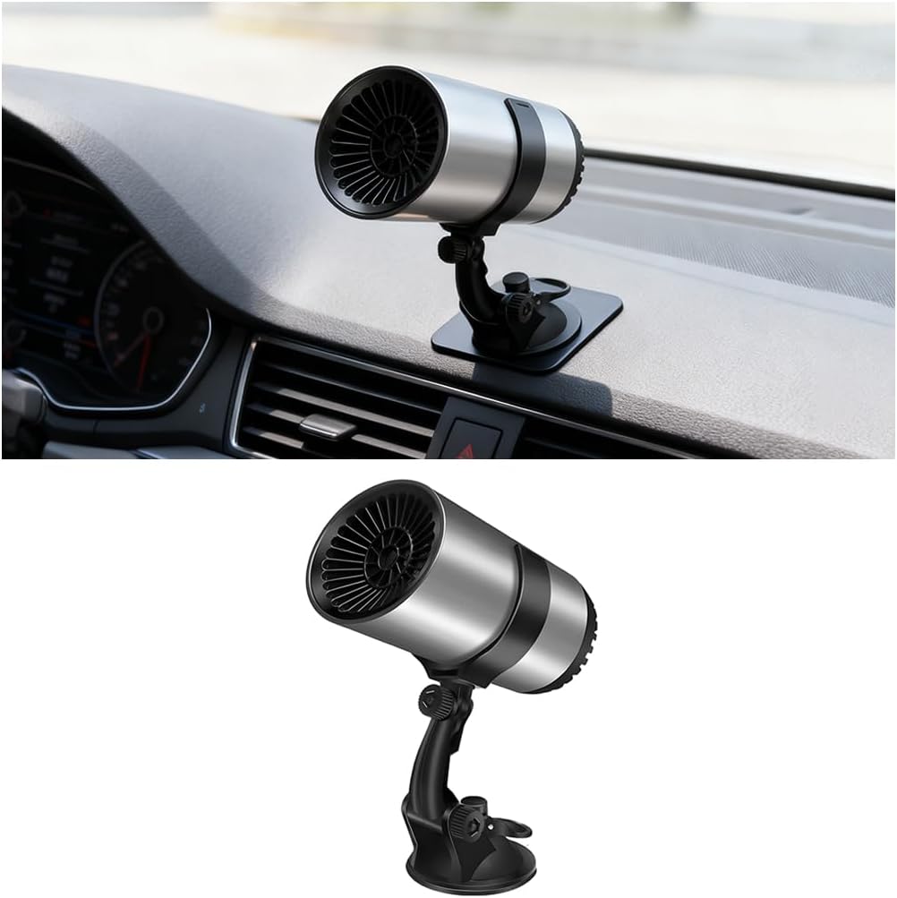 Car Heater, 12V 150W 2 in 1 Plugs into Cigarette Lighter Vehicle Windshield Defogger with Suction Holder, Automotive Interior Heater Defroster, Universal for SUV RV Truck