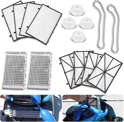 Image of For CC Plus Tune Up Rebuild Kit with 9991433-R4 Fine Filter Panels, 6101641-R2 Grey Brushes, Tracks & Climbing Rings Replacement Parts for Maytronics Dolphin Nautilus CC Plus Robotic Pool Cleaner