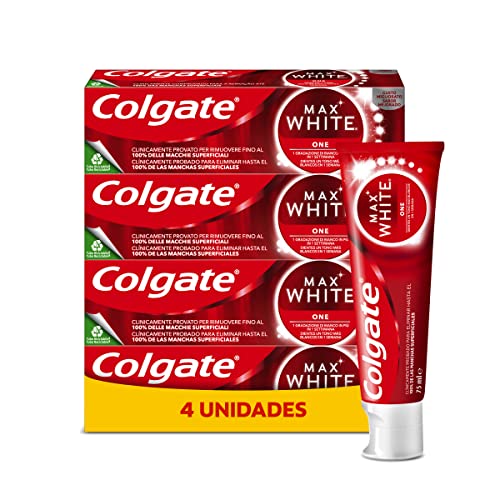 Colgate Max White One, Pasta de Dientes Blanqueante, 1 Tono Más Blancos en 1 Semana, Pack 4 Uds x 75ml Cover