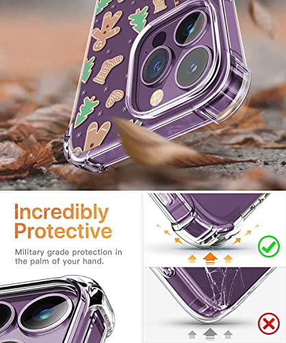 Caroki Christmas Clear Phone Case For Iphone 14 Pro, Gingerbread Man Pattern Case Cover Soft Tpu Protective Slim Shockproof Cover Boys Girls Phone Case For Iphone 14 Pro 6.1 Inch #TOP1